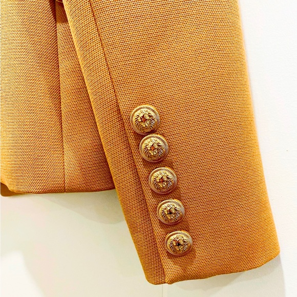 WOMEN BLAZER CAMEL WITH GOLD BUTTON Balmain Style NEW Size M - Picture 6 of 6